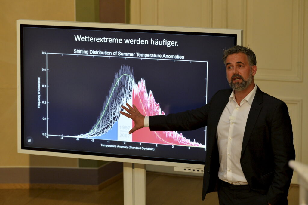 Anders Levermann präsentiert den Anstieg von Wetterextremen | Mosse Lecture von Anders Levermann | © Niels Leiser für Mosse Lectures